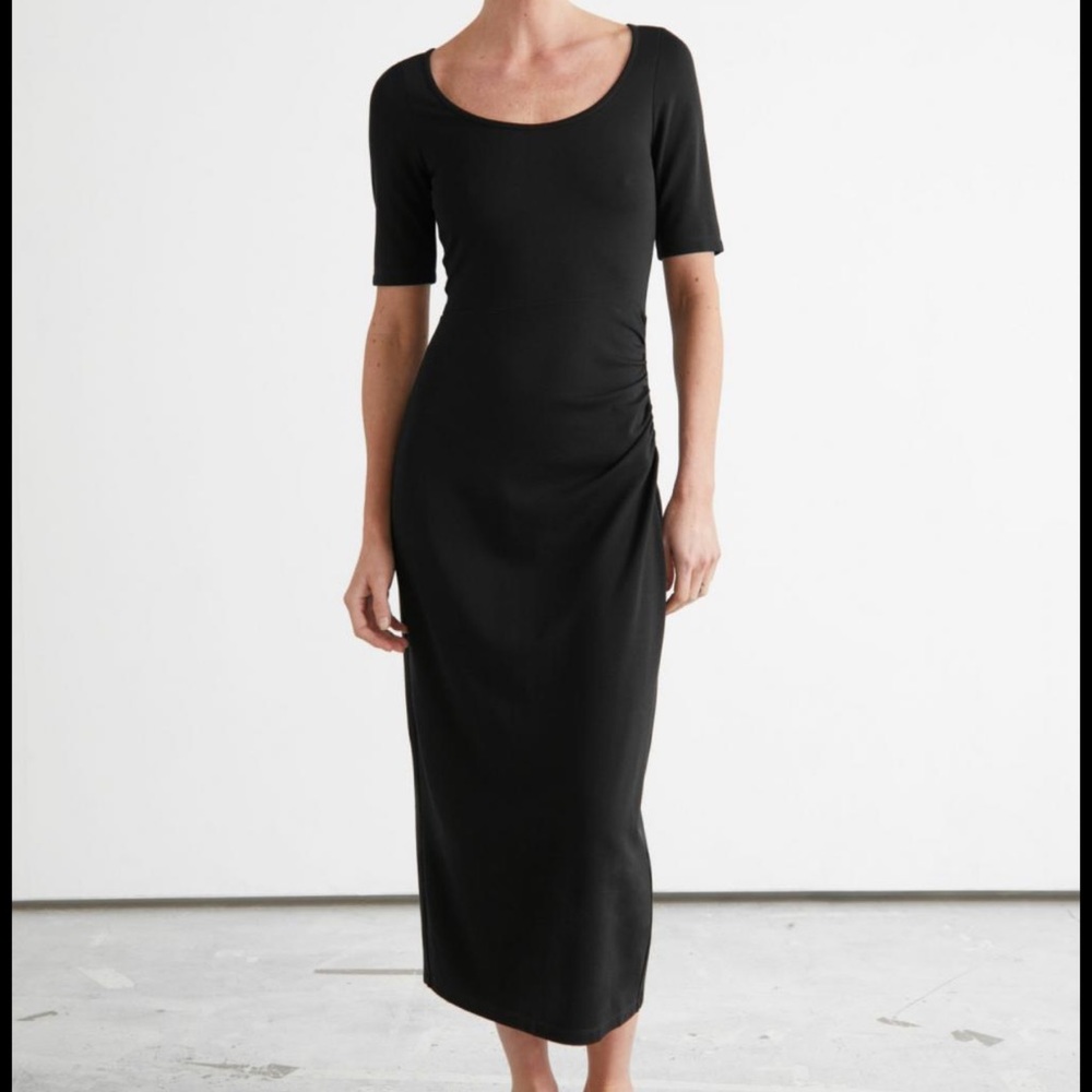 & Other Stories Ruched Scoop Neck Dress